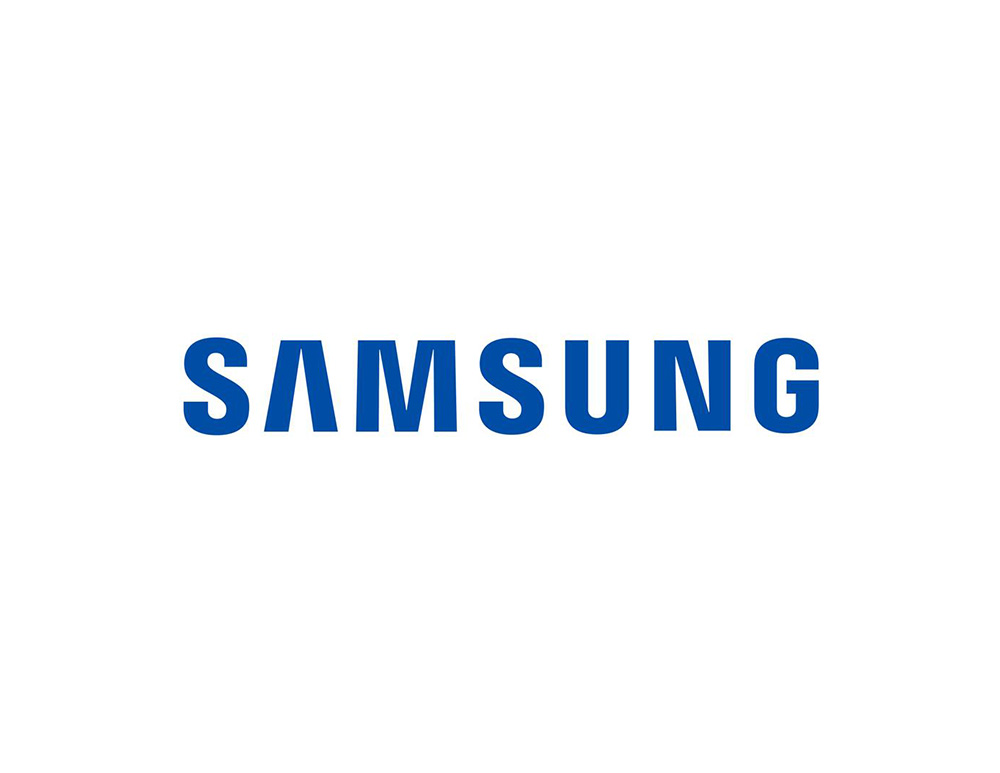 samsung三星logo設計(jì)，以藍(lán)色為(wèi)主色調字母samsung構成。
