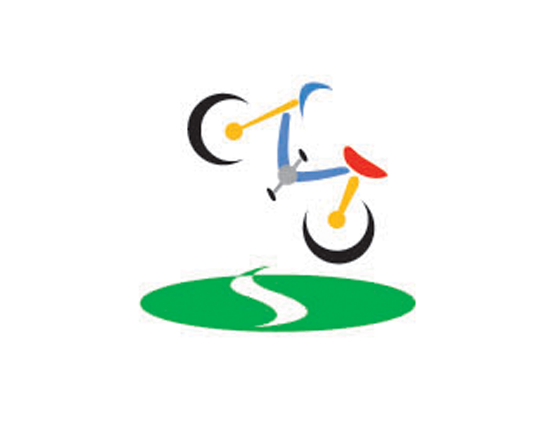 這(zhè)是(shì)一(yī)個(gè)彩色自(zì)行(xíng)車(chē)的(de)圖案标志(zhì)設計(jì)，以倒影(yǐng)s相(xiàng)結合。