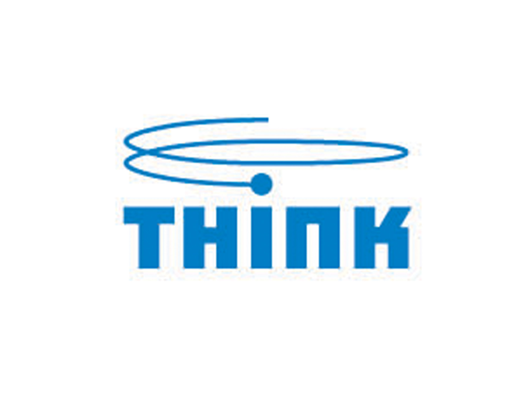 THINK标志(zhì)在i字母上(shàng)方的(de)圓點進行(xíng)延展，無限循環的(de)線型代表發展