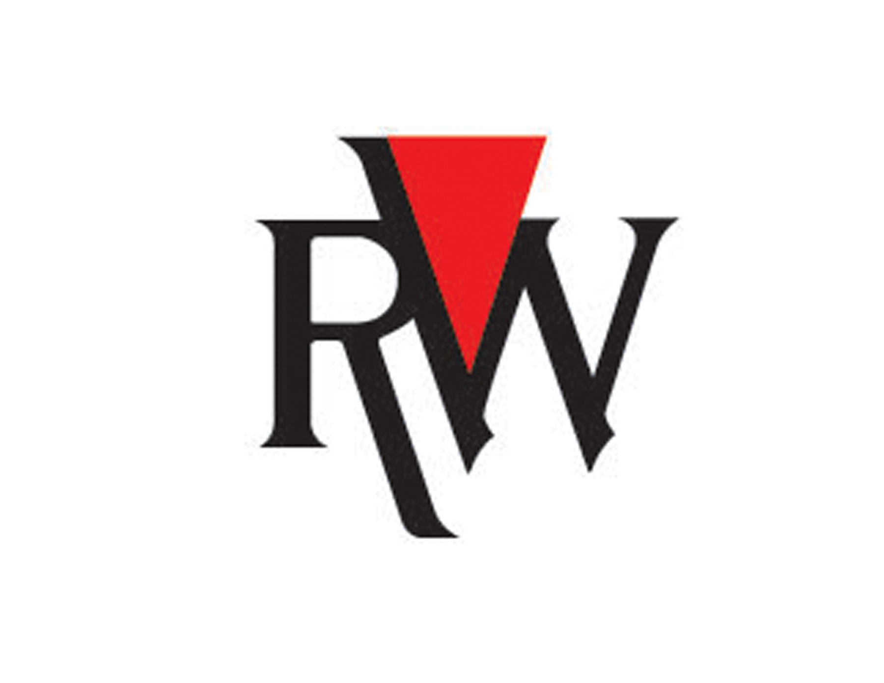 這(zhè)是(shì)一(yī)款巧妙的(de)RW結合後産生(shēng)了(le)V字母效果的(de)商标設計(jì)，創意簡潔靈動